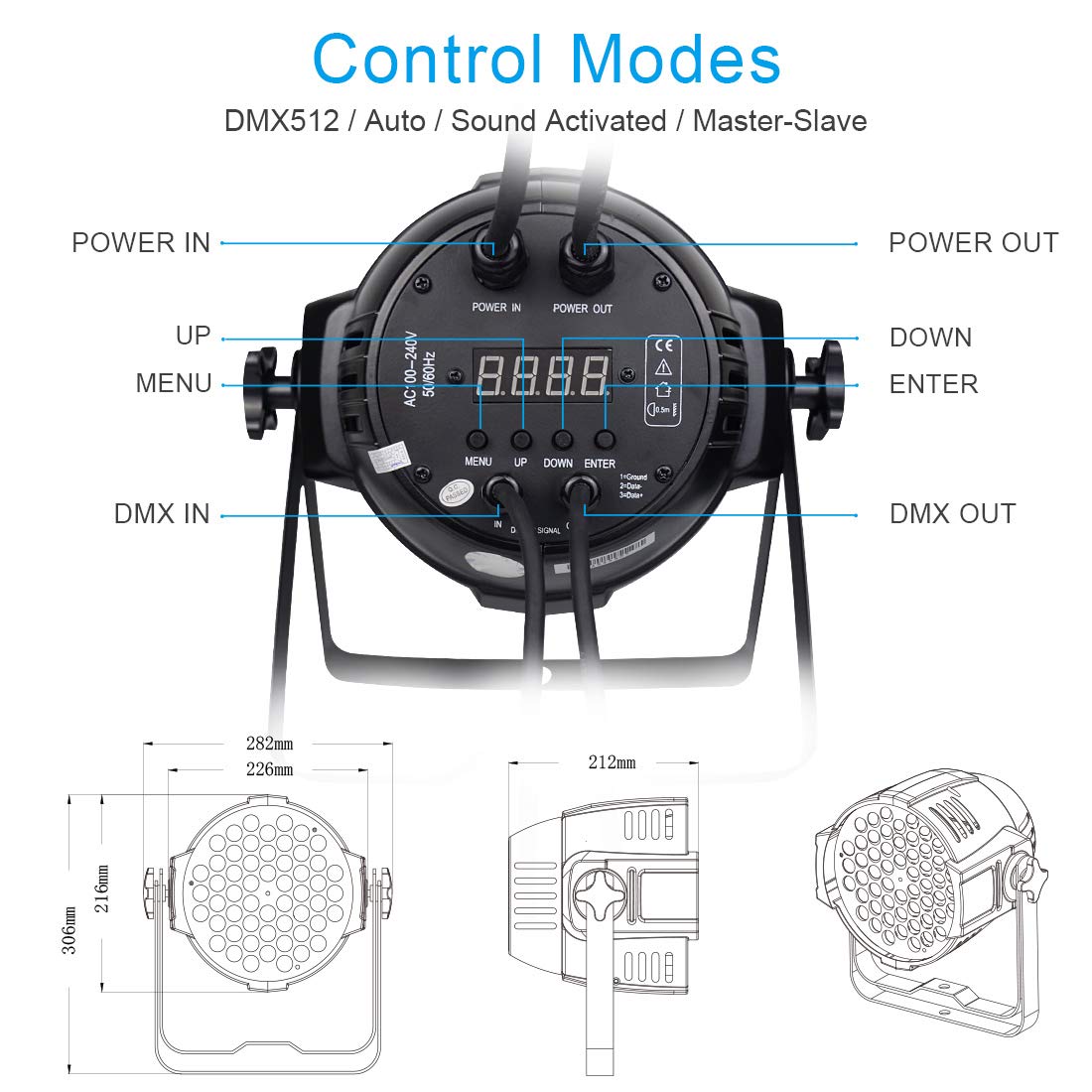 BETOPPER Stage Lights 54x3W Full-Color LED PAR Disco Light for